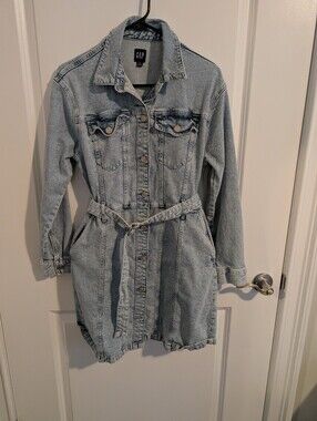 GAP Light Wash Denim Shirt Dress with Belt